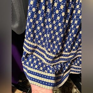 Blue and Cream Maeve size 16 spring dress with a double tier